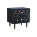 27" Black Geometric Patterned Two Drawer Nightstand