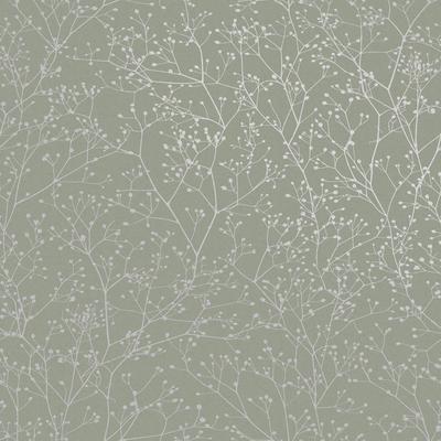 Clarissa Hulse Gypsophila Spring Green and Silver Wallpaper