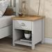 Country Gray Solid Oak One Drawer Nightstand Side Table