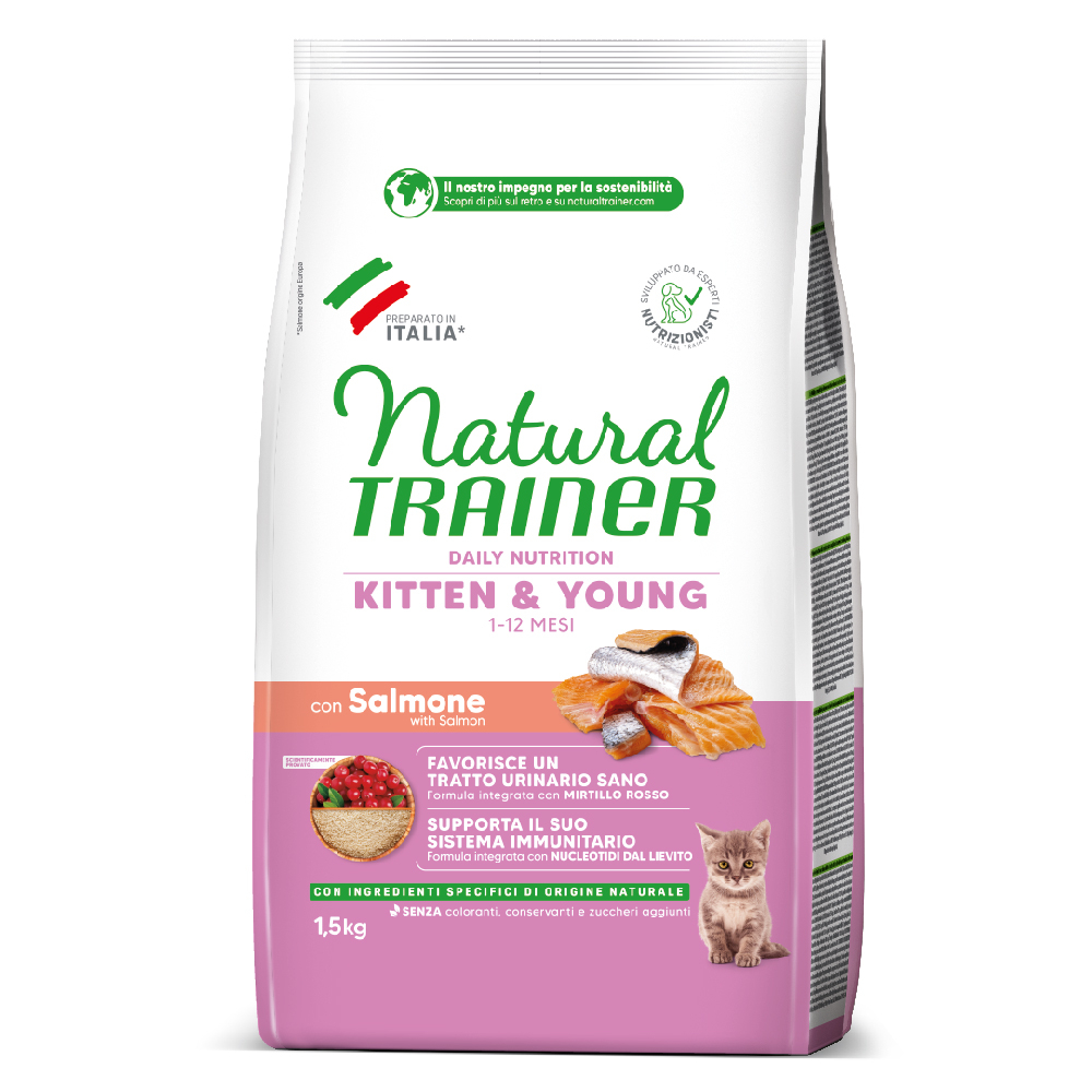 Natural Trainer Kitten Salmone Crocchette gatto - Set %: 2 x 1,5 kg
