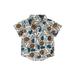 Suanret Toddler Kids Boys Shirts Print Turn-Down Collar Short Sleeve Button-Down Tops Summer Shirts Beachwear Blue 6-12 Months