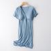 Miluxas Women 3 in 1 Delivery/Labor/Maternity/Nursing Nightgown Short Sleeve Pleated Breastfeeding Sleep Dress Clearance Blue 12(XXL)