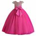 Oalirro Flower Girls formal Satin Tulle Dress Princess Bridesmaid Pageant Dresses for Wedding Kids Prom Ball Gowns Dress with Bowknot
