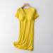 Miluxas Women 3 in 1 Delivery/Labor/Maternity/Nursing Nightgown Short Sleeve Pleated Breastfeeding Sleep Dress Clearance Yellow 14(XXXL)