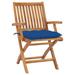 vidaXL Patio Chairs 2 pcs with Blue Cushions Solid Teak Wood