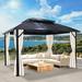 COVERONICS 10x12FT Patio Galvanized Steel Hardtop Gazebo - Dome Canopy Gazebo with Double Roof Outdoor Gazebo with Breathable Netting & Private Curtains for Garden Poolside Deck Backyard