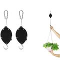 2Pcs Retractable Plant Hanger Bomutovy Plant Pulleys for Hanging Plants Easy to Raise and Lower Suitable for Garden Flower Pots Hanging Planter Bird Feeder (Black)