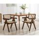 Guyou Rattan Dining Chair Set of 2 Mid-Century Farmhouse Kitchen Chair Retro Solid Rubber Wood Reading Side Chairs with Woven Back and Seat for Dining Room Living Room Bedroom Walnut Base