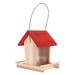 Bird Feeder House for Outside Hanging Wooden Birdhouse Bluebird House Feeder Handcrafted Hut Red Outdoor Hanging Bird Feeding House for Garden Yard Decoration