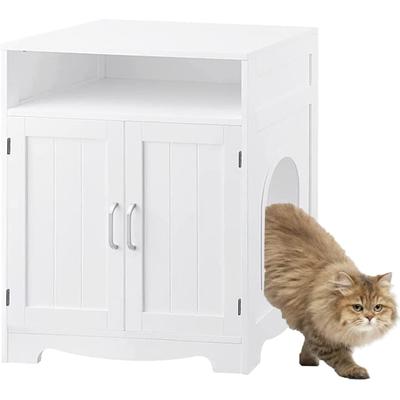 Cat Litter Box Enclosure with Storage, White - Unipaws - EV1005