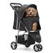 MoNiBloom Foldable 3 Wheel Dog Cage Cat Joggor Stroller Cart w/ Weather Cover, Storage Basket in Gray/Brown | 40 H x 13 W x 29 D in | Wayfair