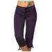 Workout Pants Capris for Women Yoga Capri Trackpants High Waist Drawstring Jogging Hiking Athletic Sweat Slacks (XX-Large Purple)