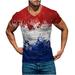 SOOMLON Men Funny 4th Of July Independence Day T-Shirt Independence Day Print Pullover Fitness Sport T-Shirt V-Neck Short Sleeve Wine XXL