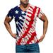 SOOMLON Men 4th Of July Independence Day T-Shirt Independence Day Print Pullover Fitness Sport T-Shirt V-Neck Short Sleeve Red L