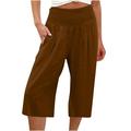 High Waisted Dress Pants for Women Women Summer High Waisted Pants Wide Leg Linen Pants Solid Color Gym Joggers Loose Fit Flowy Beach Trousers Pockets Baggy Pants