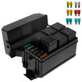 Retrok Fuse Relay Box 12V Waterproof Relay Block Kit 6 Slots 5Pin 4 Pin 40A Professional ATC/ATO Blade Fuses with Metal Terminals Safe Car Truck Fuse Box for Automotive Truck (Black)