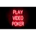 SpellBrite PLAY VIDEO POKER LED Sign for Business. 20.1 x 23.8 Red PLAY VIDEO POKER Sign Has Neon Sign Look With Energy Efficient LED Light Source. Visible from 500+ Feet 8 Animation Settings.