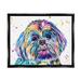 Stupell Bold Rainbow Shih Tzu Dog Portrait Animals & Insects Painting Black Floater Framed Art Print Wall Art