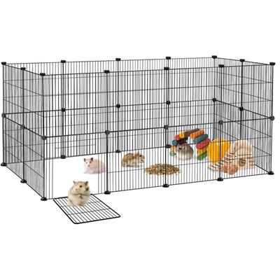 Freigehege Laufstall Laufgitter 142x72x72cm Welpenlaufstall Schwarz Kleintiergehege 35x35cm per