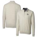 Men's Cutter & Buck Oatmeal Los Angeles Chargers Helmet Lakemont Tri-Blend Quarter-Zip Pullover Sweater