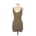 Topshop Casual Dress - Bodycon Plunge Sleeveless: Yellow Color Block Dresses - Women's Size 6