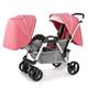 Infant Double Stroller for Twins Twin Umbrella Pram Stroller Lightweight Double Stroller for Infant & Toddler,Foldable Double Seat Tandem Stroller with Adjustable Backrest (Color : Pink)