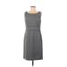 Halogen Casual Dress - Sheath Scoop Neck Sleeveless: Gray Print Dresses - Women's Size 8