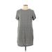H&M Casual Dress - Shift Crew Neck Short sleeves: Gray Chevron/Herringbone Dresses - Women's Size 10