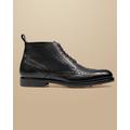 Men's Leather Brogue Boots - Black, 9 R by Charles Tyrwhitt