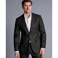 Men's British Luxury Suit Jacket - Charcoal Black Grey, 42R Regular by Charles Tyrwhitt