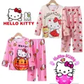 Ensemble de pyjama à manches longues Hello Kitty pour enfants vêtements de nuit cancers mignons