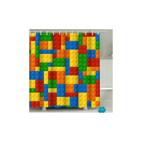 Polyester-Duschvorhang 180 x 180 cmde Bad mit 12 Haken (Lego, 180 x 180 cm)