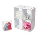 deflecto Tilt Bin Interlocking 4-Bin Organizer Plastic 4.63 x 4.88 x 5.5 White/Clear | Order of 1 Pack