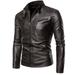 Penkiiy Men s Autumn Winter Long-sleeved Leather Motorcycle Jacket Zipper Coat Long Sleeve Hoodless Faux Leather Outwear & Jackets Varsity Jacket PU Coffee on Sale