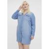 Jeanskleid VERO MODA CURVE "VMSILA LS SHORT DRESS MIX GA CURVE NOOS", Damen, Gr. 48, N-Gr, blau (light blau denim), Obermaterial: 100% Lyocell (TENCEL), modisch, Langarm, Kleider