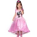 Rubies Barbie-Kostüm, offizielles Barbie-Kleid, luxuriös, Prinzessin, Pailletten, für Kinder – Größe 7 – 8 Jahre – Kostüm mit Kleid, Bustier und Diadem Rosa