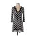 White House Black Market Casual Dress - Shift Scoop Neck 3/4 sleeves: Black Color Block Dresses - Women's Size Small