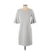 Tahari Casual Dress - Shift Scoop Neck 3/4 sleeves: Gray Dresses - Women's Size 2