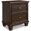 Signature Design by Ashley 2 Drawer Nightstand in Wood in Brown | 26.75 H x 25 W x 17 D in | Wayfair B685-92