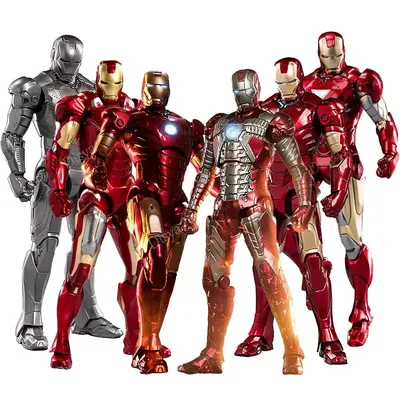 ZD Toys-Figurine de film Tony Stlavabo ATIONS lumière LED Iron Man 7 pouces MK1 MK2 MK3 MK4