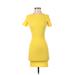 Casual Dress - Bodycon: Yellow Solid Dresses - Women's Size Small