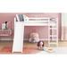 Full Size Low Loft Bed with Slide, Multifunctional Design, White