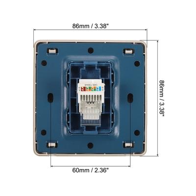 Ethernet Socket Single Port RJ45 CAT6 Wall Plate Gold Tone 2 Pcs - Gold Tone