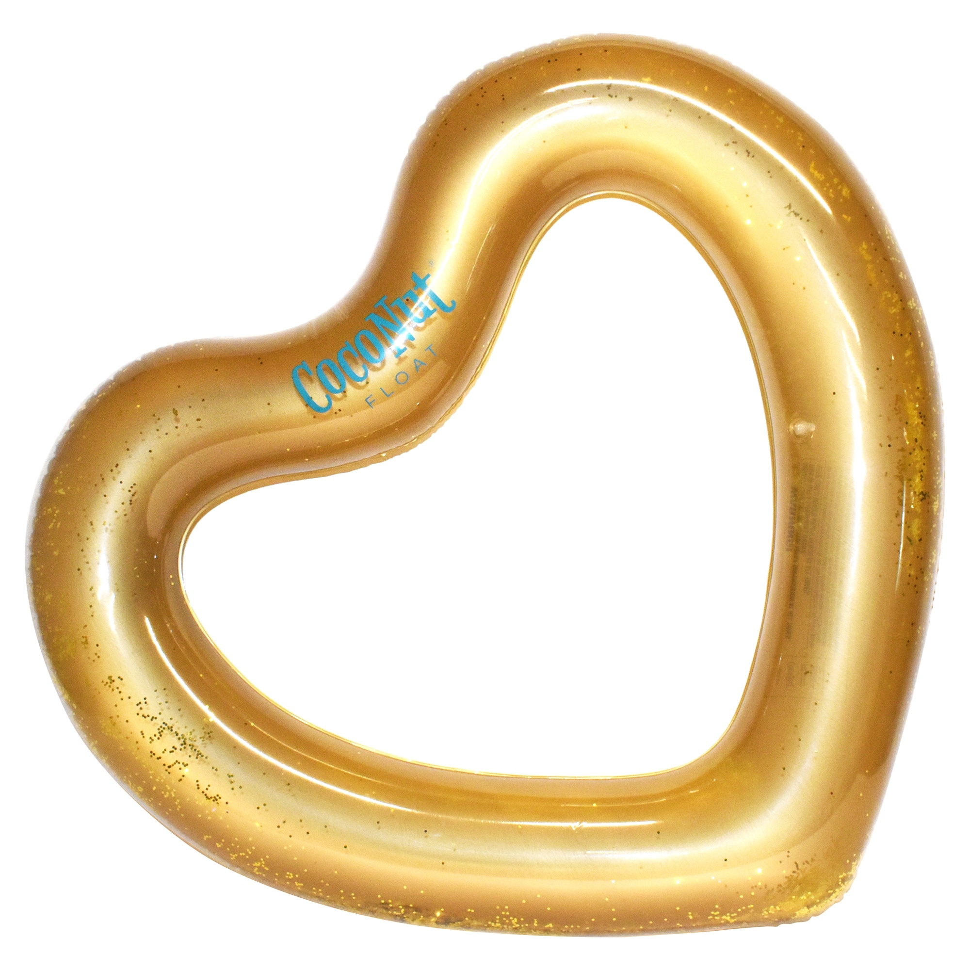CocoNut Float: Gold Glitter Heart Pool Float - 48"x40", Inflatable 48" Jumbo Ring, Anti-Leak, Durable, Water Accessory - Multi