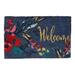 1'6"x2'6" Autumn Botanical Floral Rectangle Indoor Outdoor Coir Door Welcome Mat Multicolored on Blue Background