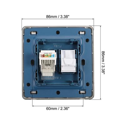 RJ45 CAT6 Socket Telephone Wall Plate Grey for Home Office Pack of 2