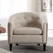 Linen Fabric Accent Chair Tufted Barrel Chair Tub Chair Club Fabric Armchair