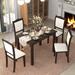 Elegant 5-Piece Wood Dining Table Set with Upholstered Chairs, American Simple Style, Ideal for Limited Spaces