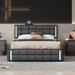 Queen Size Upholstered Platform Bed with LED Lights and USB Charging, Storage Bed with 4 Drawers