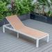 LeisureMod Marlin White Outdoor Chaise Lounge Chair with Fire Pit Table